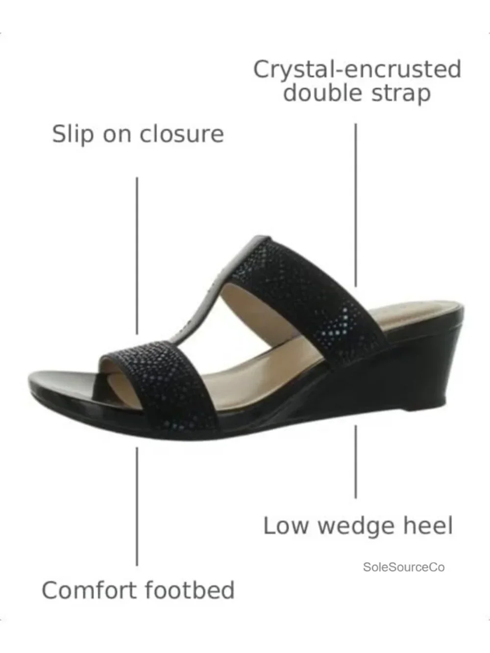 Bandolino Iluvit Women's T-Strap Wedge Sandals Faux Leather Fabric 2.17 Heel